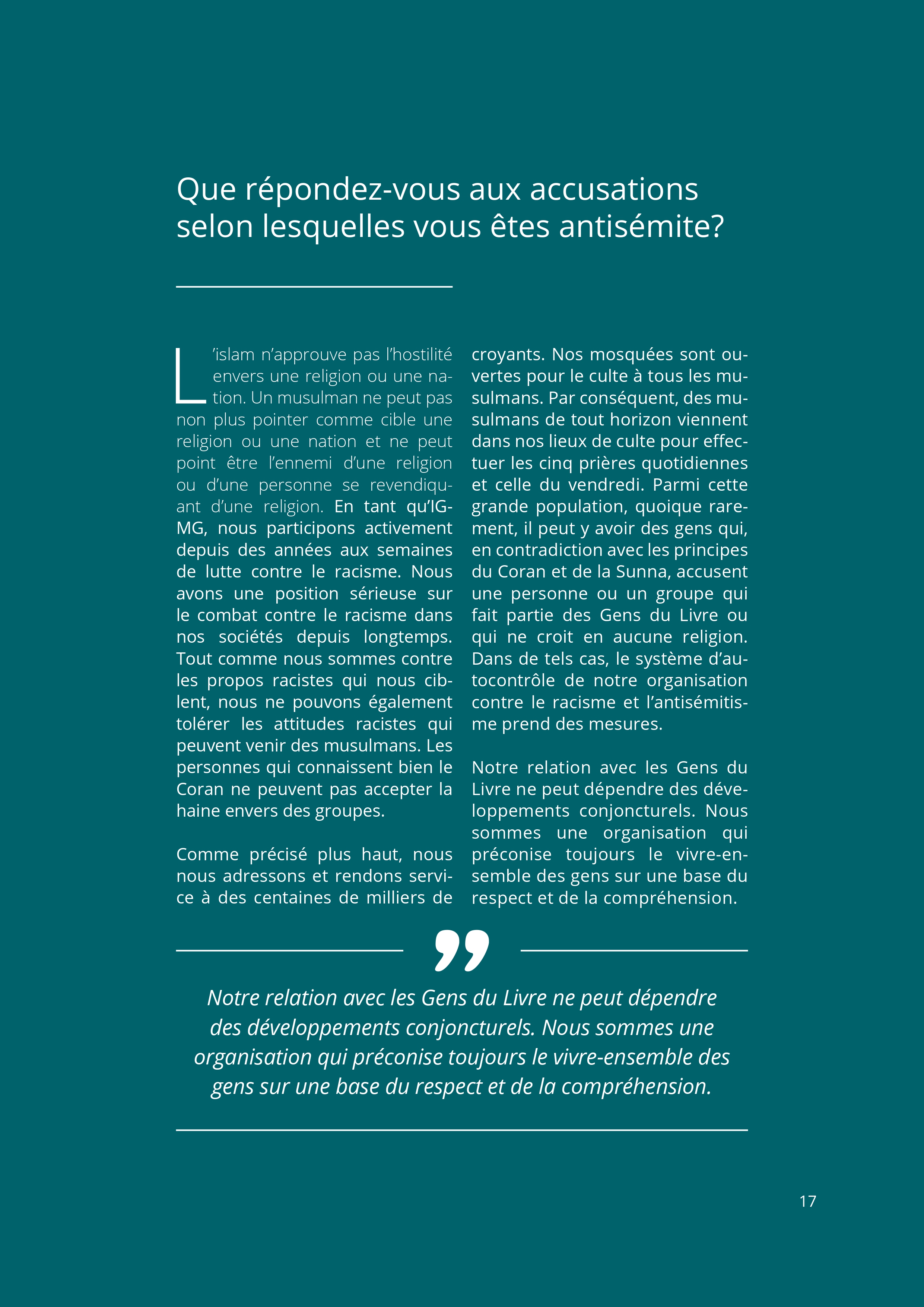 Le Passé et le Présent de l'IGMG/CIMG